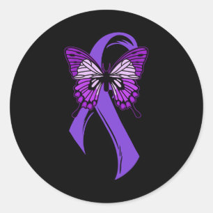 Purple Ribbon Butterfly - Fibromyalgia Awareness 3 Classic Round Sticker