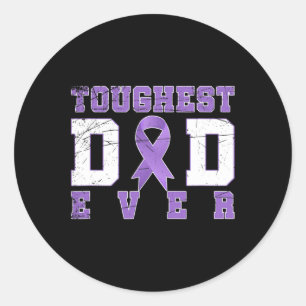 Purple Ribbon Cancer Fighter Dad Gift Pancreatic C Classic Round Sticker