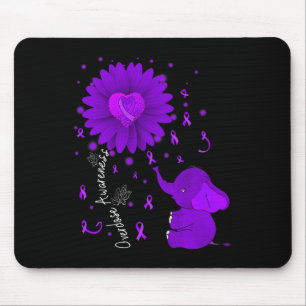 Purple Ribbon Daisy Flower Elephant Overdose Aware Mouse Mat