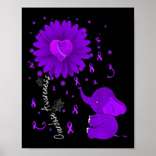 Purple Ribbon Daisy Flower Elephant Overdose Aware Poster
