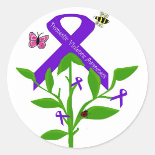 Purple ribbon Domestic Violence Awareness stickers
