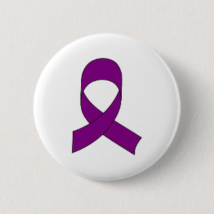 Purple Ribbon Drawing 6 Cm Round Badge