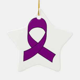 Purple Ribbon Drawing Ceramic Tree Decoration