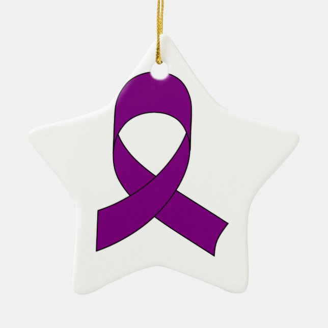 Purple Ribbon Drawing Ceramic Tree Decoration (Front)