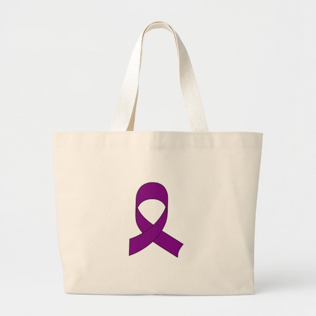 Purple Ribbon Drawing Large Tote Bag (Front)