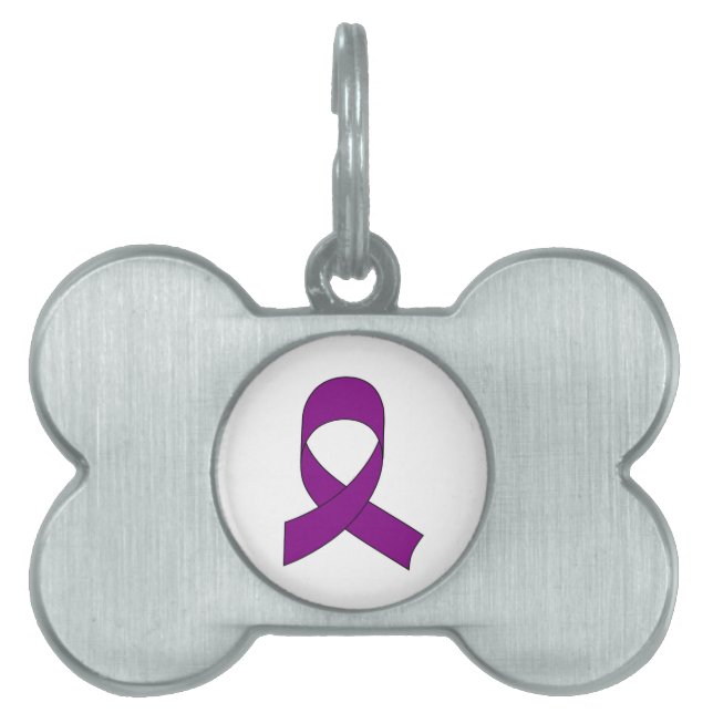 Purple Ribbon Drawing Pet Tag (Front)