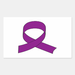 Purple Ribbon Drawing Rectangular Sticker