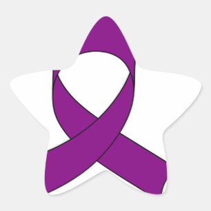 Purple Ribbon Drawing Star Sticker