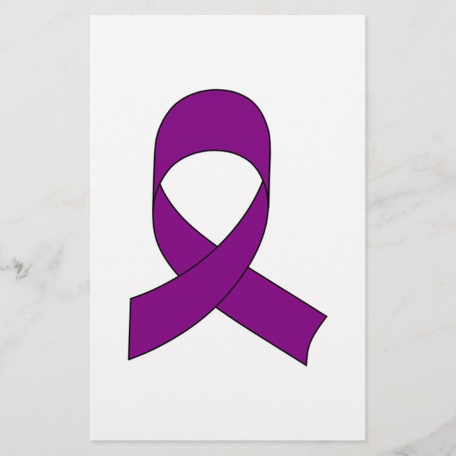 Purple Ribbon Drawing Stationery (Front)