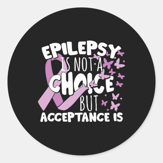 Purple Ribbon Epilepsy Awareness Acceptance  Classic Round Sticker (Front)