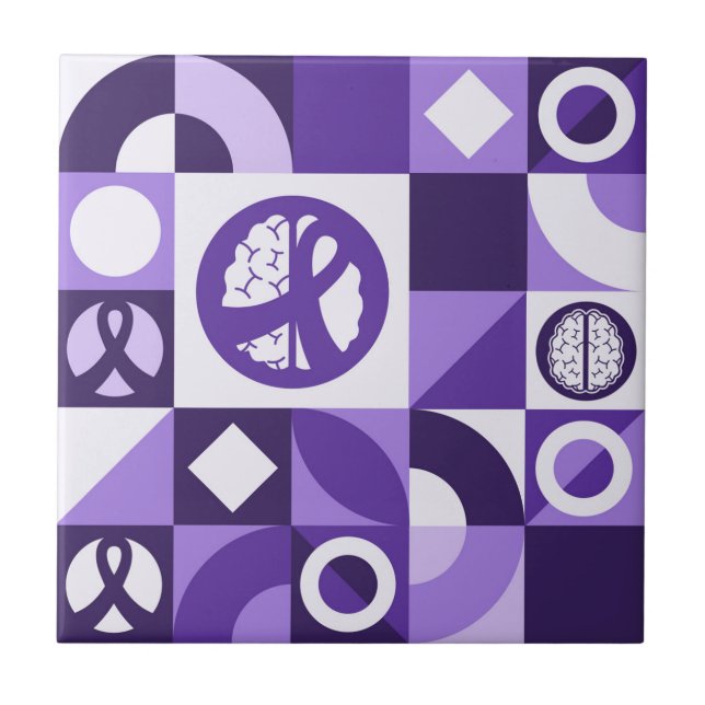 Purple Ribbon Epilepsy Awareness Support Tile (Front)