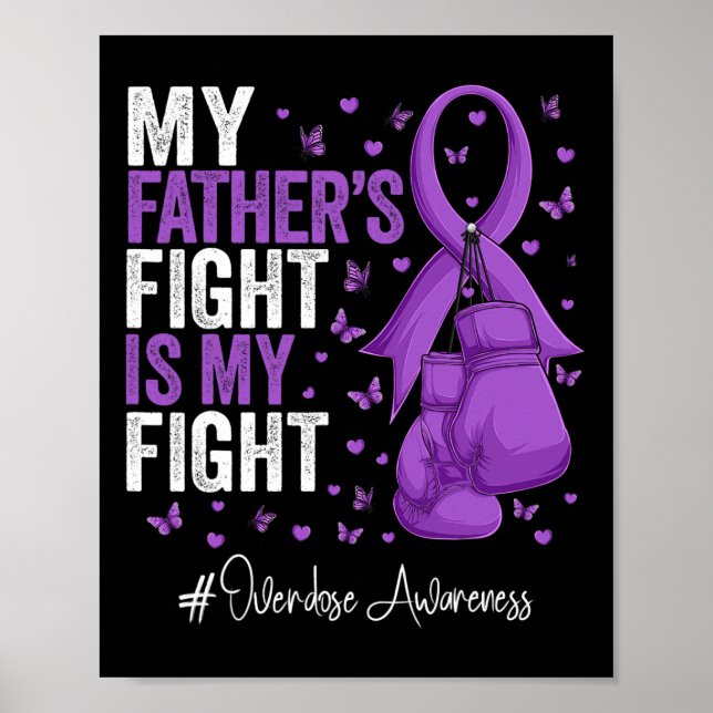 Purple Ribbon Father Overdose Awareness  Poster (Front)