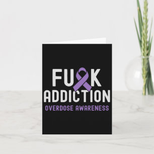 Purple Ribbon Fck Addiction Overdose Awareness 2 Card