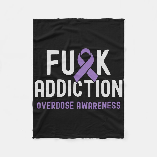 Purple Ribbon Fck Addiction Overdose Awareness 2  Fleece Blanket (Front)