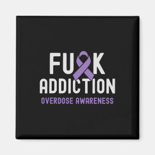 Purple Ribbon Fck Addiction Overdose Awareness 2 Magnet