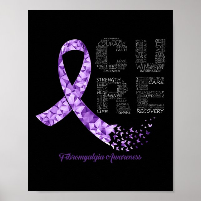 Purple Ribbon Fibromyalgia Awareness  Poster (Front)