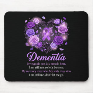 Purple ribbon floral heart dementia awareness mouse mat