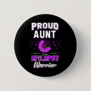 Purple Ribbon Flower Proud Aunt Nephew Niece Epile 6 Cm Round Badge