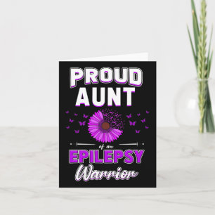 Purple Ribbon Flower Proud Aunt Nephew Niece Epile Card