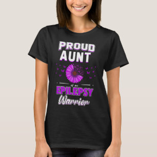 Purple Ribbon Flower Proud Aunt Nephew Niece Epile T-Shirt