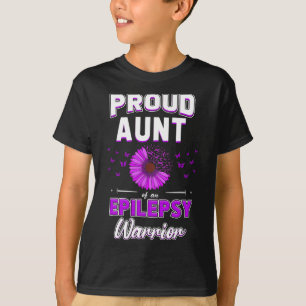 Purple Ribbon Flower Proud Aunt Nephew Niece Epile T-Shirt