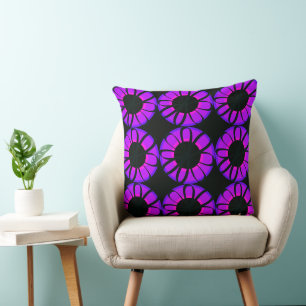 Purple Ribbon Flowers Cushion