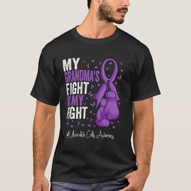Purple Ribbon Grandmother Ulcerative Colitis Aware T-Shirt (Front)