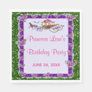 Purple Ribbon Green Glitter Royal Princess Napkin