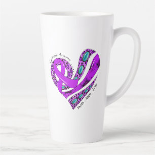 Purple Ribbon Heart Epilepsy Awareness Latte Mug