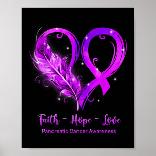Purple Ribbon Heart Faith Hope Love Pancreatic Can Poster
