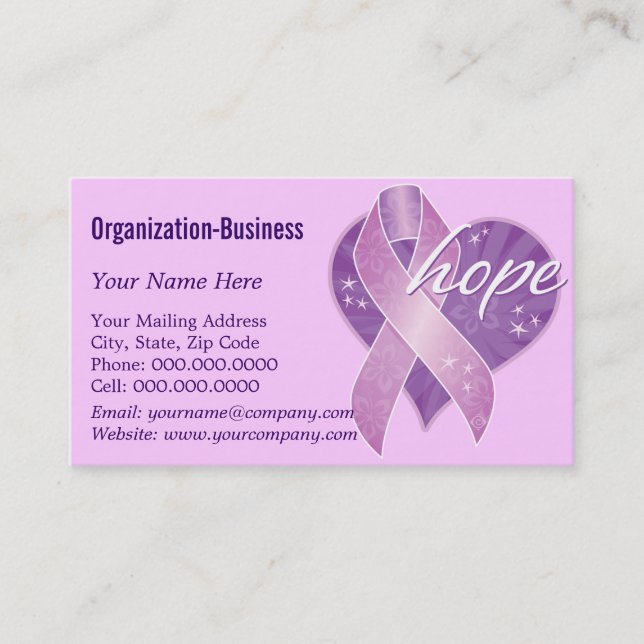 purple ribbon hope business card (Front)