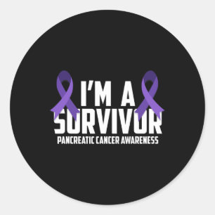 Purple Ribbon Im A Survivor Pancreatic Cancer Awar Classic Round Sticker