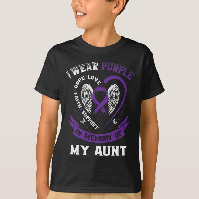 Purple Ribbon In Memory Of Aunt Pancreatic Cancer  T-Shirt (Front)