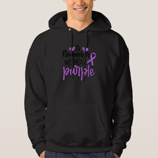 Purple Ribbon In November We Wear Purple Epilepsy  Hoodie (Front)