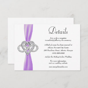 Purple Ribbon Infinity Heart Wedding Details Enclosure Card
