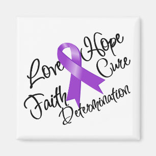 Purple Ribbon Love Hope Determination Magnet