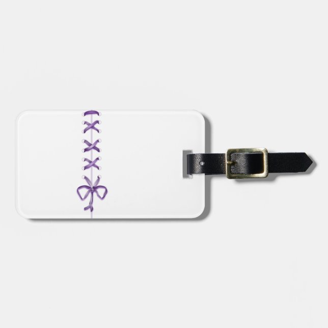 Purple Ribbon Luggage Tag (Front Horizontal)