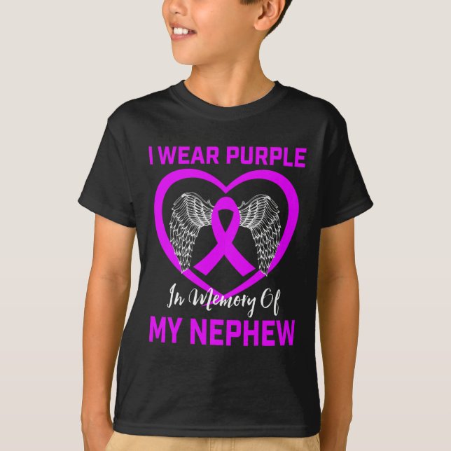Purple Ribbon Nephew Pancreatic Cancer Awareness H T-Shirt (Front)
