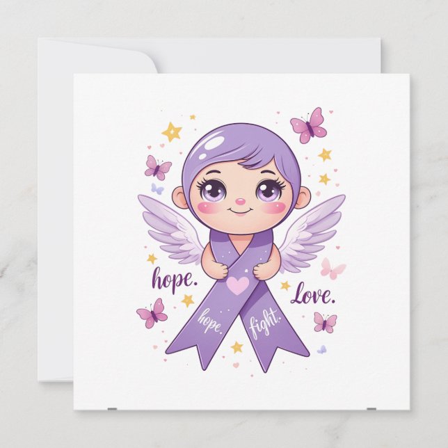 Purple Ribbon of Love Invitation (Front)