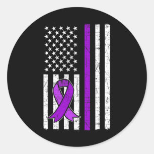 Purple Ribbon. Overdose Awareness 5 Classic Round Sticker