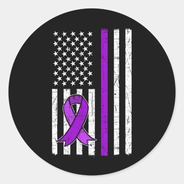 Purple Ribbon. Overdose Awareness 5 Classic Round Sticker (Front)