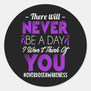 Purple Ribbon - Overdose Awareness Classic Round Sticker
