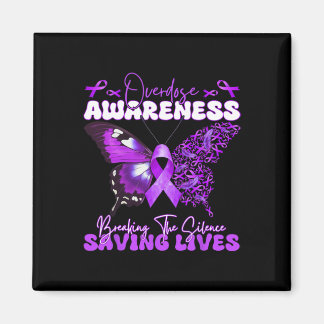 Purple Ribbon Overdose Awareness Day Butterfly Sup Magnet