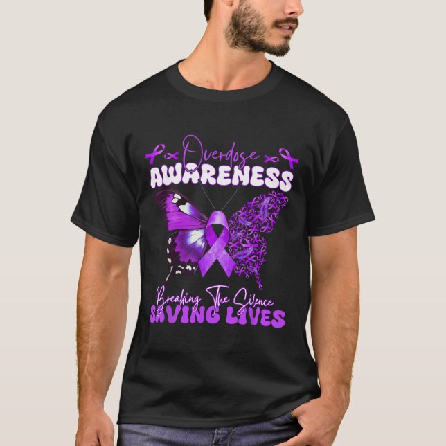 Purple Ribbon Overdose Awareness Day Butterfly Sup T-Shirt (Front)