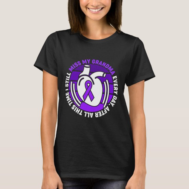 Purple Ribbon Overdose Awareness Miss Grandma Memo T-Shirt (Front)