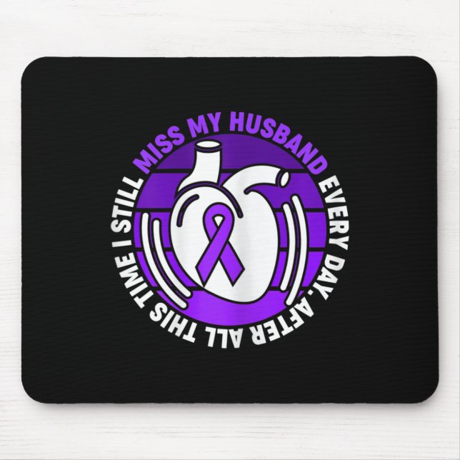Purple Ribbon Overdose Awareness  Miss Husband Mem Mouse Mat (Front)