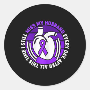 Purple Ribbon Overdose Awareness Miss Husnd Memory Classic Round Sticker