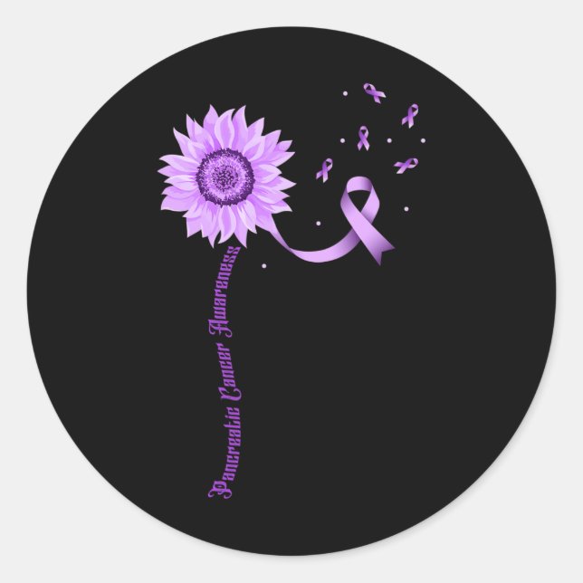 Purple Ribbon Pancreatic Cancer Awareness  Classic Round Sticker (Front)
