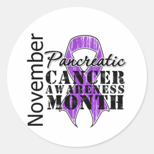 Purple Ribbon - Pancreatic Cancer Awareness Month Classic Round Sticker