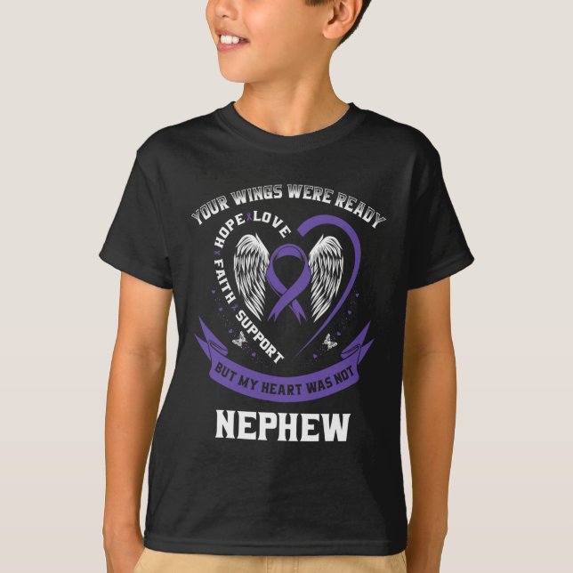 Purple Ribbon Pancreatic Cancer Awareness Nephew H T-Shirt (Front)